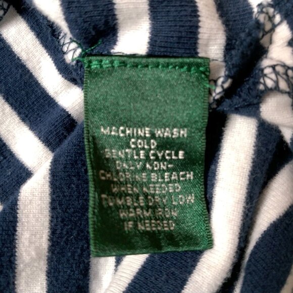 Lauren Ralph Lauren Shirt Women L Blue White Nautical Sailor Striped Gold Button - Picture 8 of 15